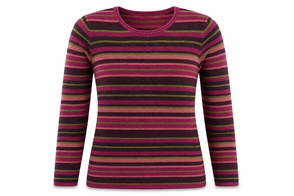 Isle Essentials Women’s Multicoloured Striped Knit Jumper M Pullover