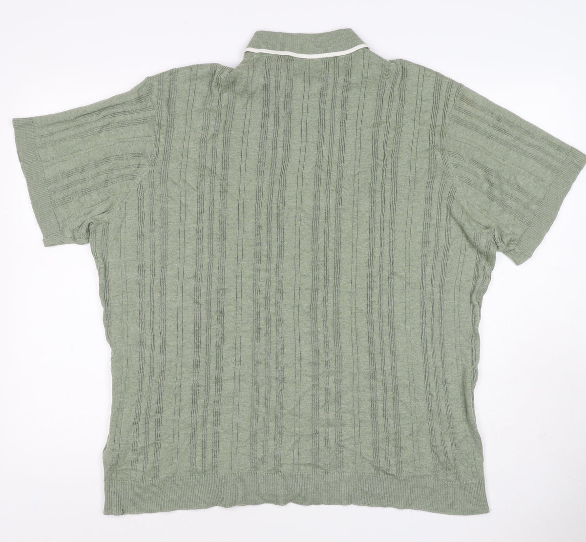 American Eagle Men Green XL Textured Knit Short Sleeve Polo Shirt