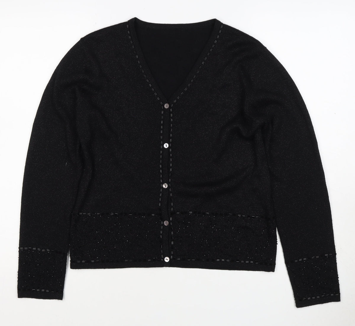 Marks and Spencer Women’s Black UK 14 V-Neck Button Knit Cardigan