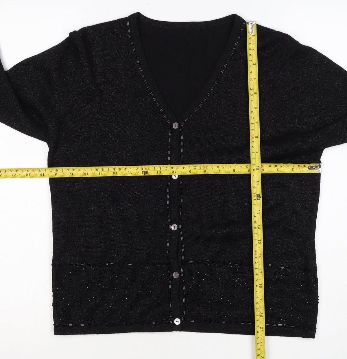 Marks and Spencer Women’s Black UK 14 V-Neck Button Knit Cardigan