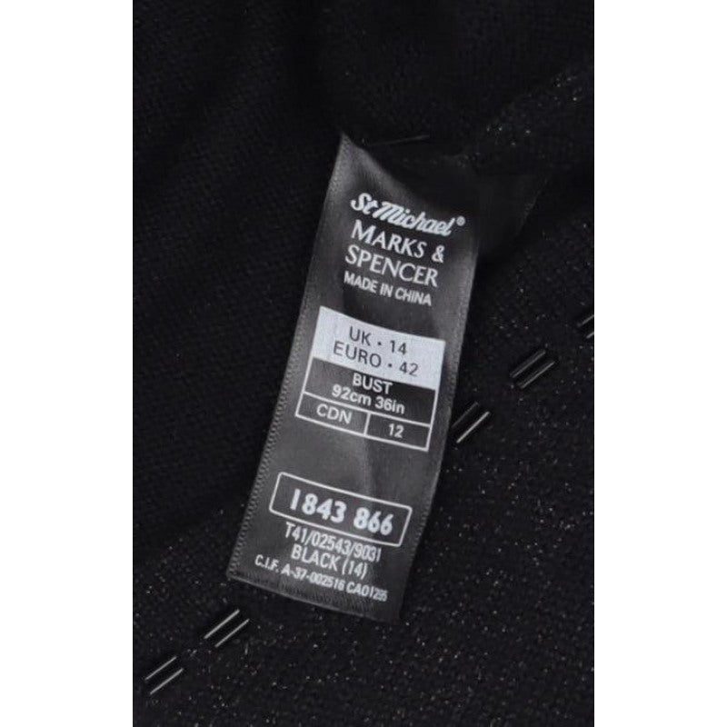 Marks and Spencer Women’s Black UK 14 V-Neck Button Knit Cardigan