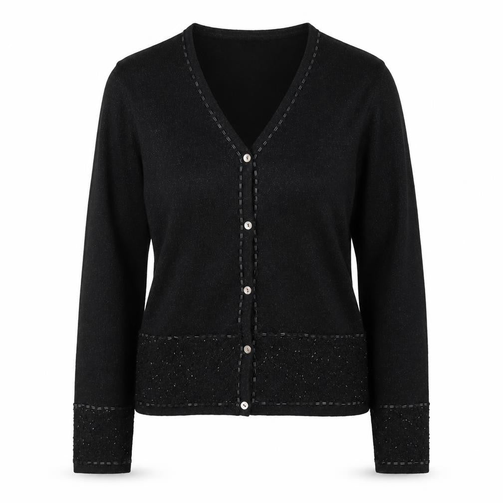 Marks and Spencer Women’s Black UK 14 V-Neck Button Knit Cardigan