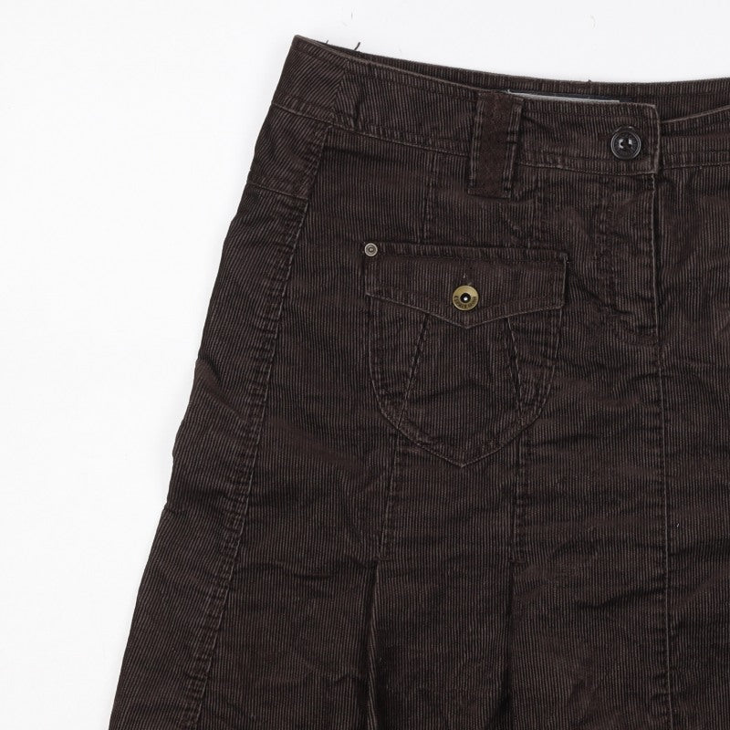Cop.Copine Women’s Brown Corduroy Cargo Skirt UK 16 Knee Length
