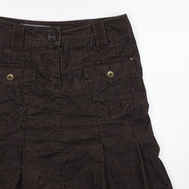 Cop.Copine Women’s Brown Corduroy Cargo Skirt UK 16 Knee Length
