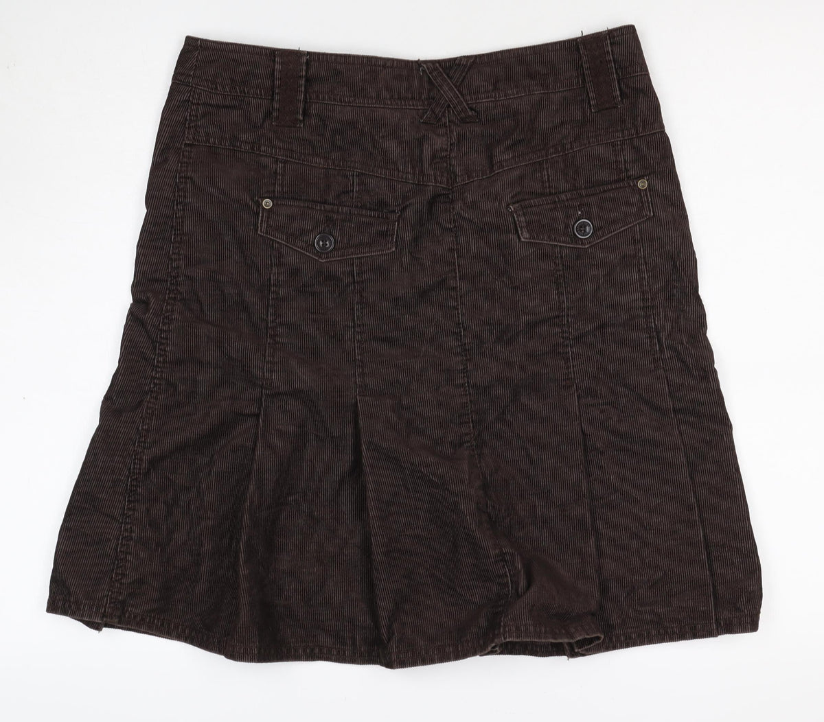 Cop.Copine Women’s Brown Corduroy Cargo Skirt UK 16 Knee Length