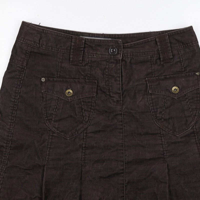 Cop.Copine Women’s Brown Corduroy Cargo Skirt UK 16 Knee Length