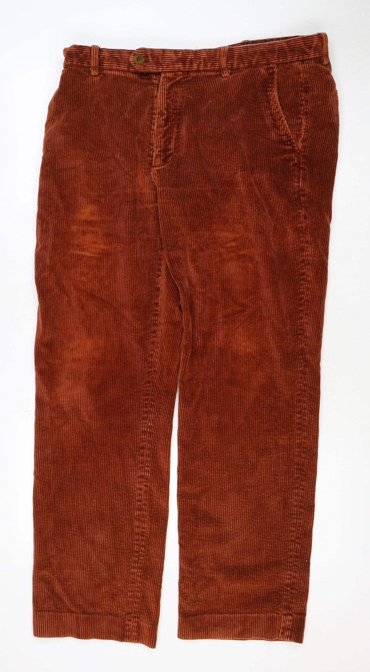 Back view of John Lewis Men’s Brown Corduroy Straight Trousers 36L