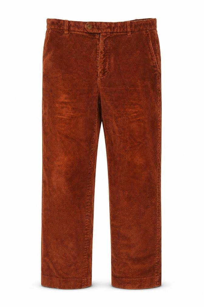 Front view of John Lewis Men’s Brown Corduroy Straight Trousers 36L