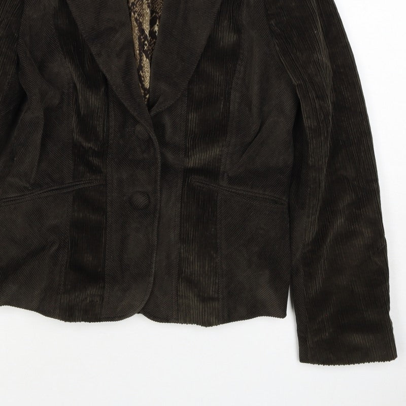 ♥♥♥ Women’s Brown Corduroy Blazer Size 12 Snake Lined One Button