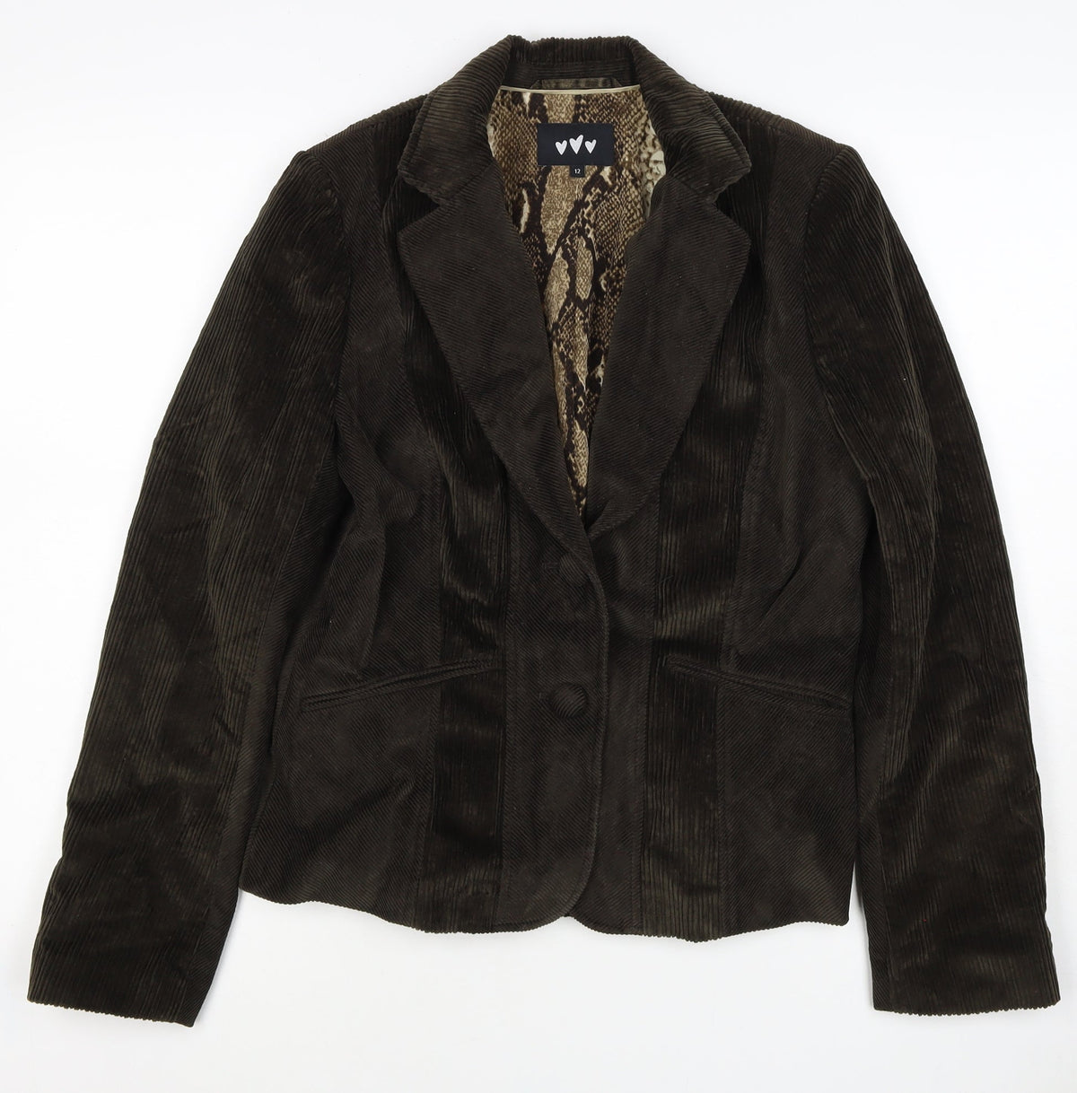 ♥♥♥ Women’s Brown Corduroy Blazer Size 12 Snake Lined One Button