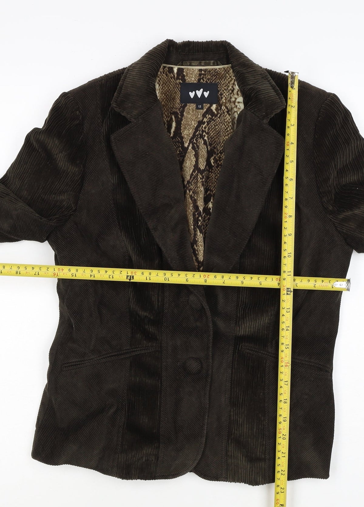 ♥♥♥ Women’s Brown Corduroy Blazer Size 12 Snake Lined One Button