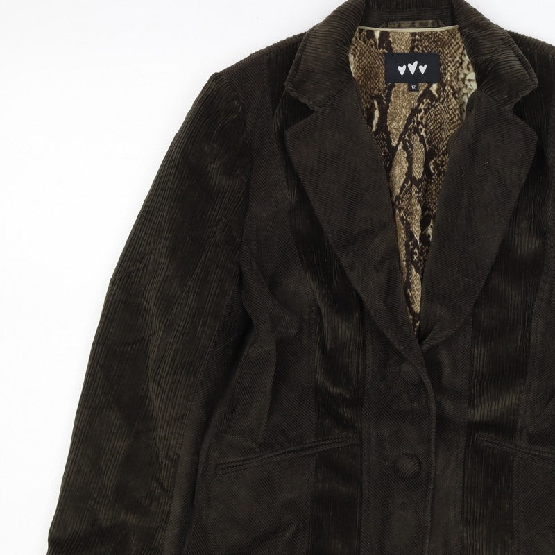 ♥♥♥ Women’s Brown Corduroy Blazer Size 12 Snake Lined One Button