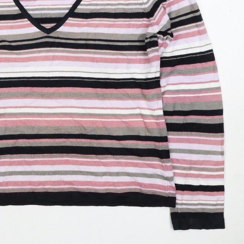Next Women’s Multicoloured Stripe V-Neck Knit Jumper UK 14
