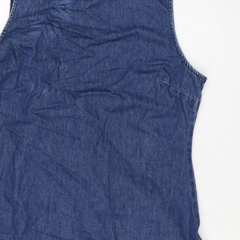 ASOS DESIGN Women Blue UK 16 Denim Bodycon Mini Ruffle Backless Dress