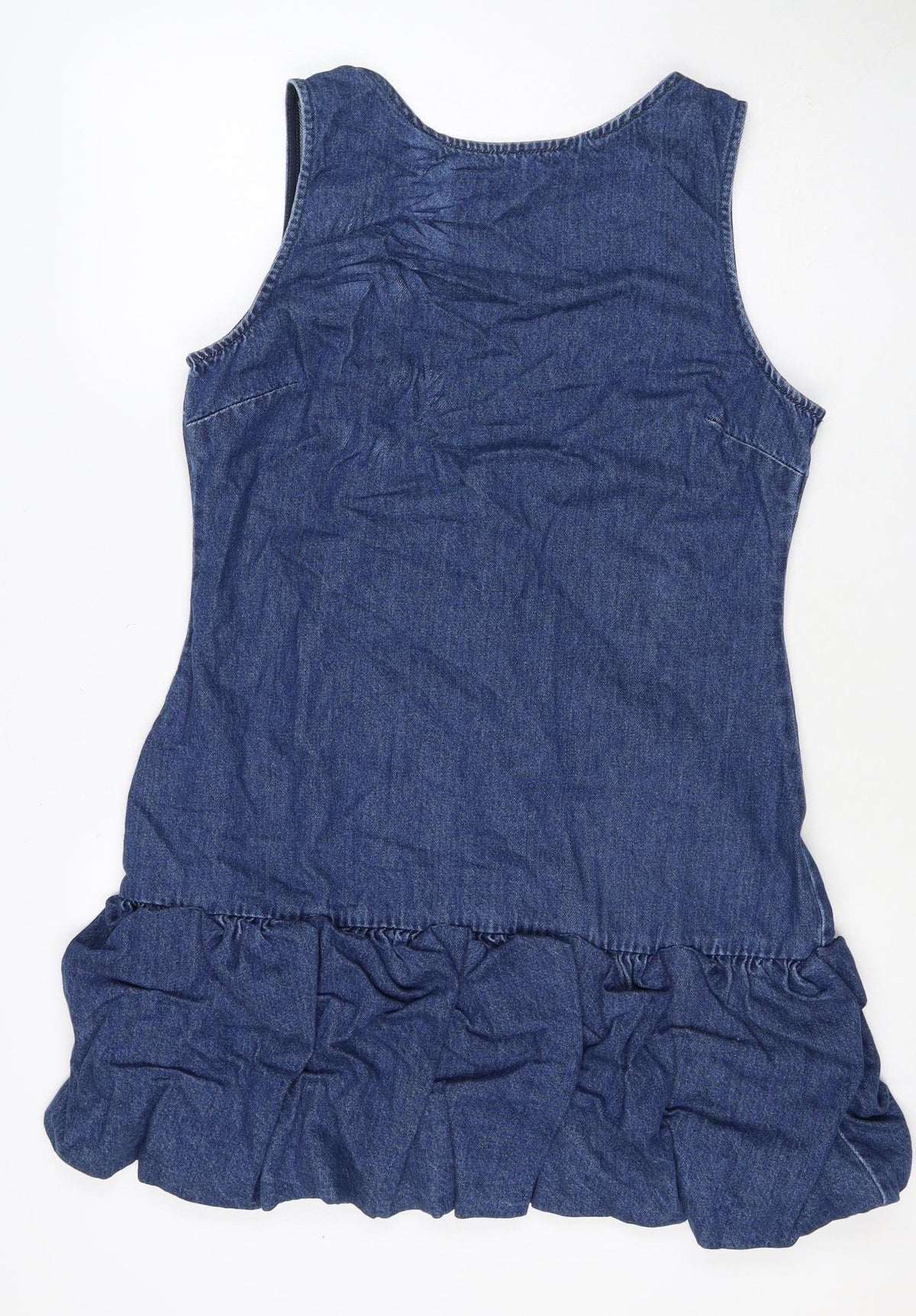ASOS DESIGN Women Blue UK 16 Denim Bodycon Mini Ruffle Backless Dress