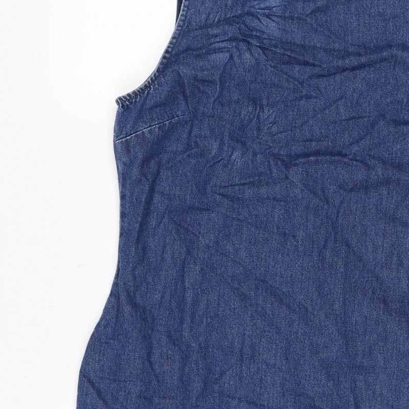 ASOS DESIGN Women Blue UK 16 Denim Bodycon Mini Ruffle Backless Dress