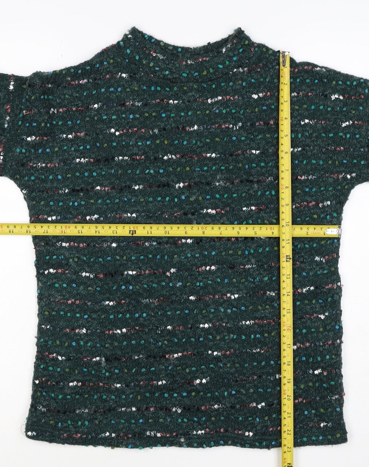 OVS Women Green S Wool Blend Stripe Knit Jumper Long Sleeve