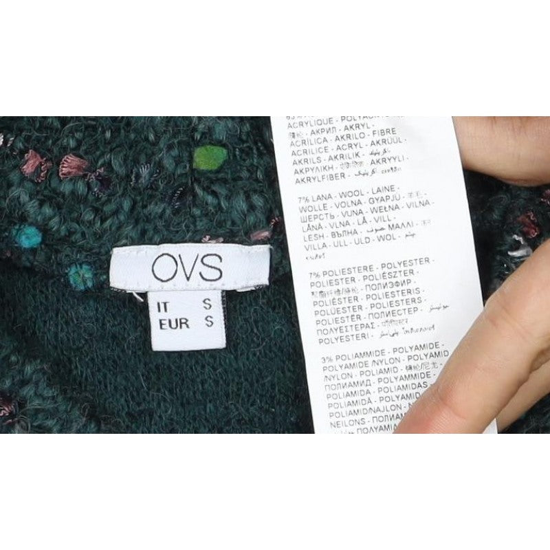 OVS Women Green S Wool Blend Stripe Knit Jumper Long Sleeve