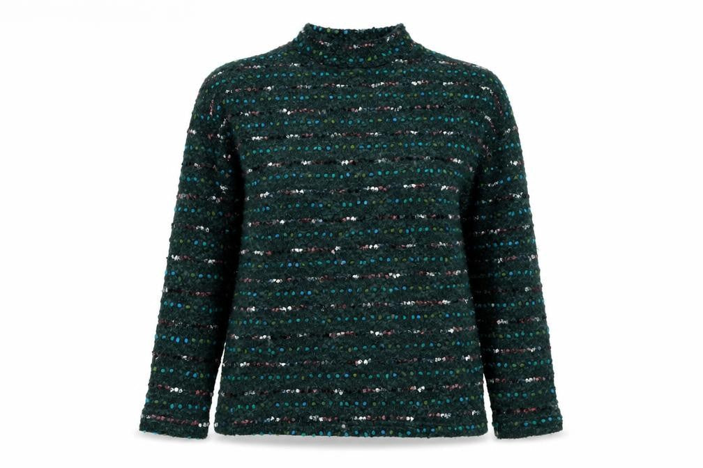 OVS Women Green S Wool Blend Stripe Knit Jumper Long Sleeve