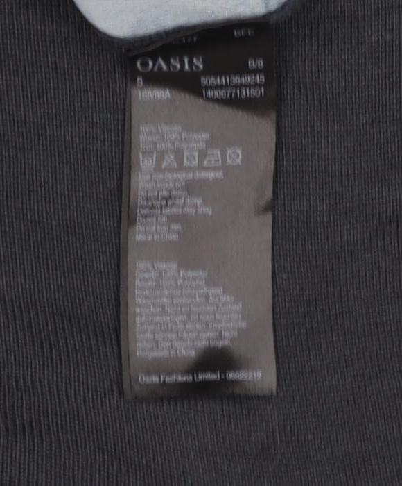 Oasis Women Black Size 8 Floral Back 3/4 Sleeve Knit Blouse