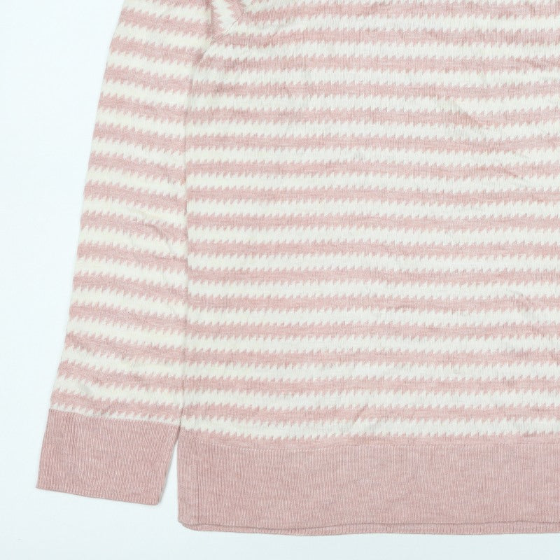 Next Women’s Pink Ivory Geometric Knit Crew Neck Jumper UK 16