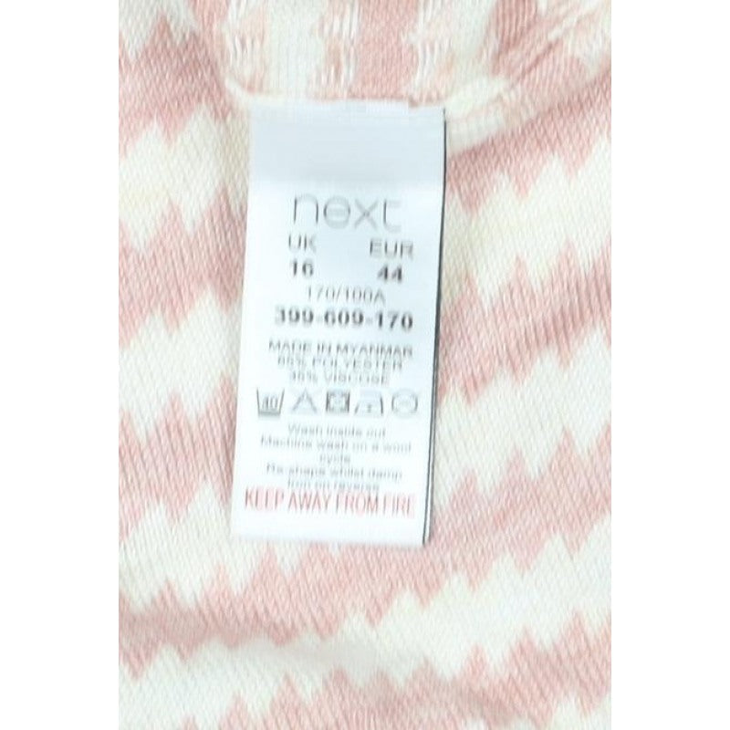 Next Women’s Pink Ivory Geometric Knit Crew Neck Jumper UK 16
