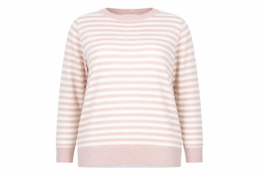 Next Women’s Pink Ivory Geometric Knit Crew Neck Jumper UK 16