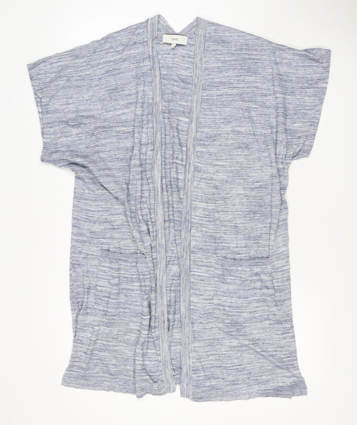 Next Women Blue Marl Open Cardigan UK 16 Long Sleeve V-Neck Pockets