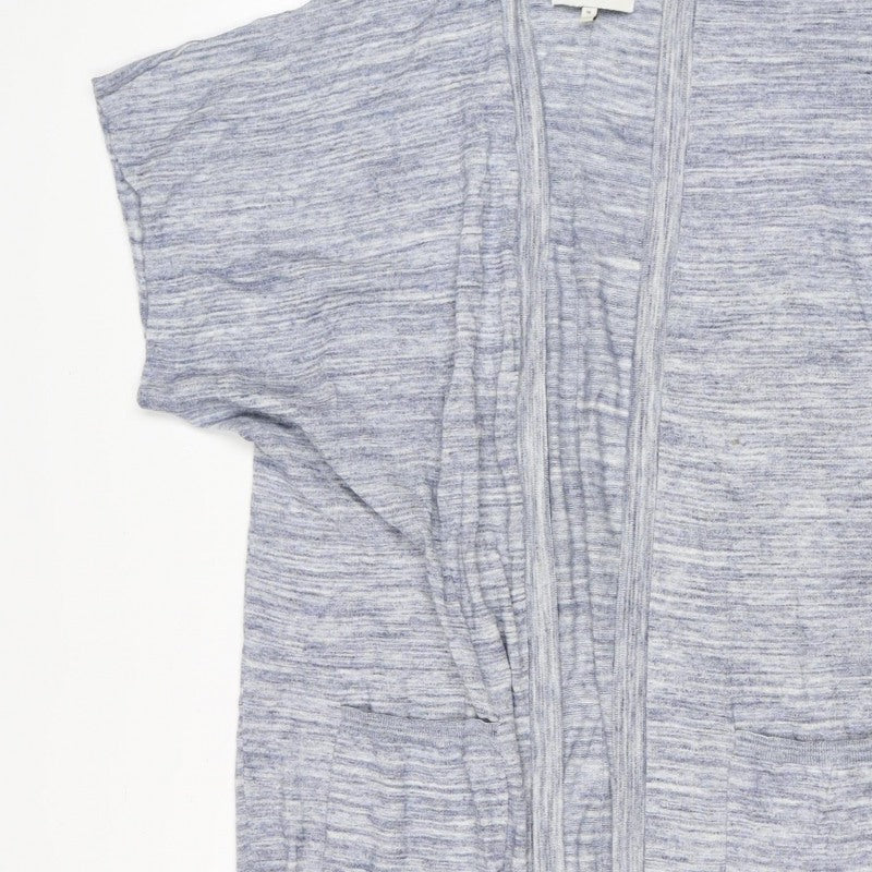 Next Women Blue Marl Open Cardigan UK 16 Long Sleeve V-Neck Pockets