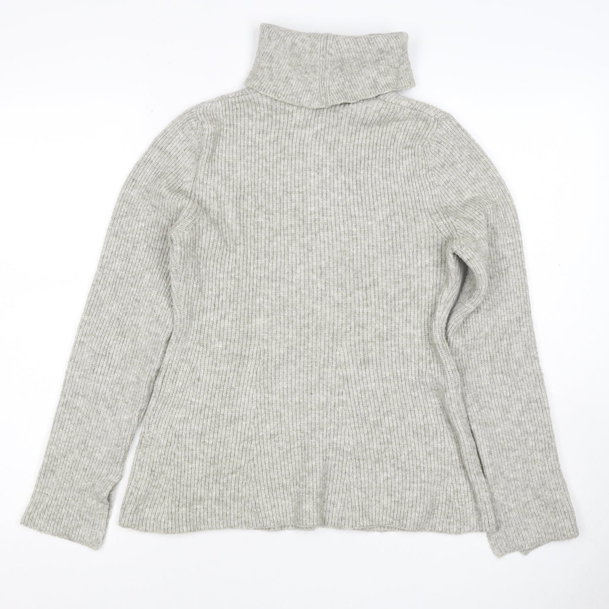 Zara Women Grey UK 12 Ribbed Roll Neck Long Sleeve Jumper