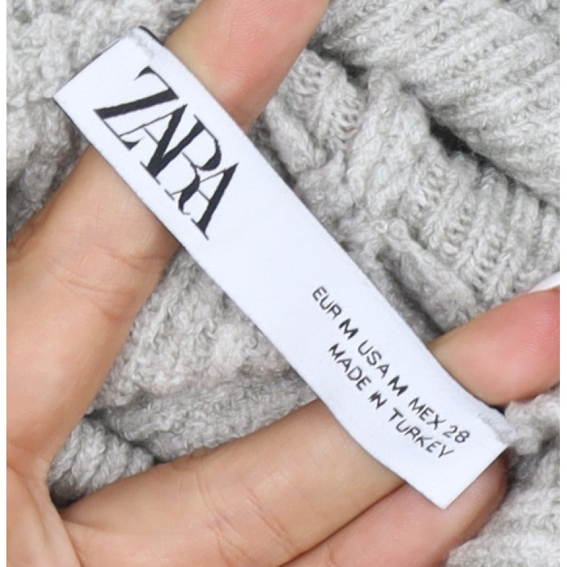 Zara Women Grey UK 12 Ribbed Roll Neck Long Sleeve Jumper