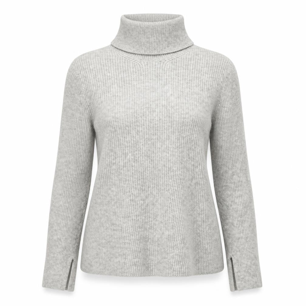 Zara Women Grey UK 12 Ribbed Roll Neck Long Sleeve Jumper