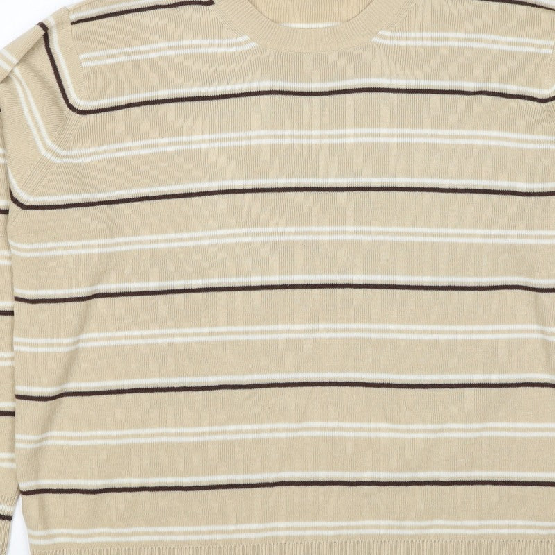 Berkertex Women’s Beige Striped Acrylic Knit Pullover Jumper UK 20