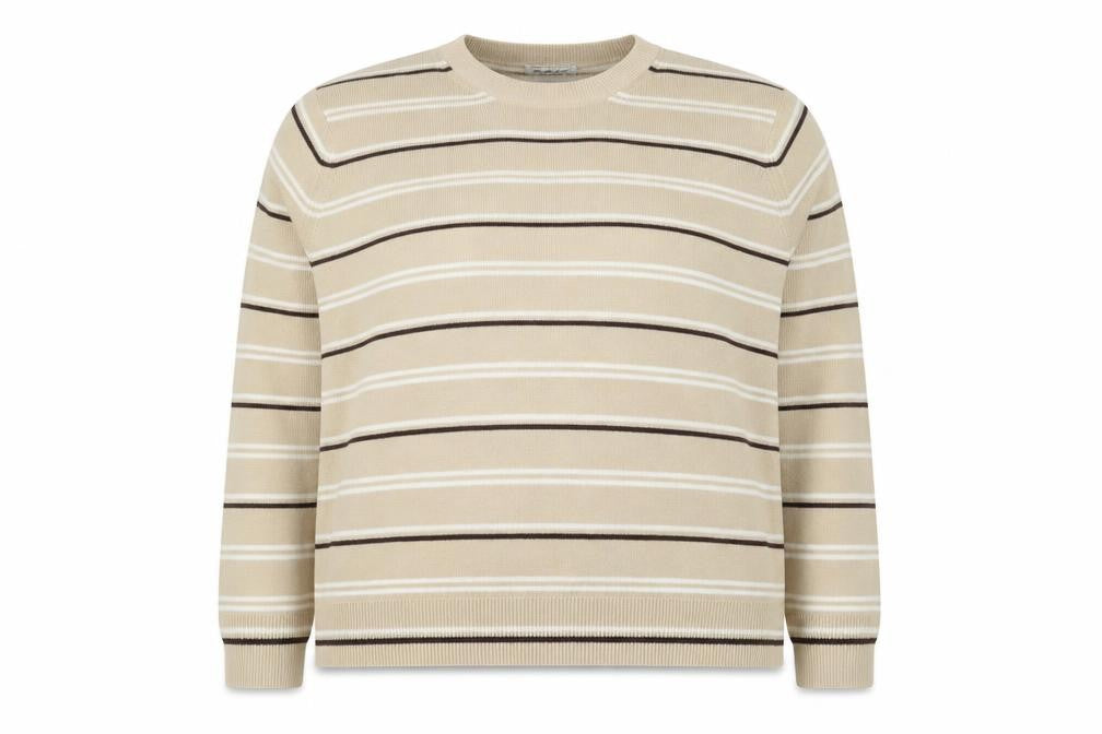 Berkertex Women’s Beige Striped Acrylic Knit Pullover Jumper UK 20