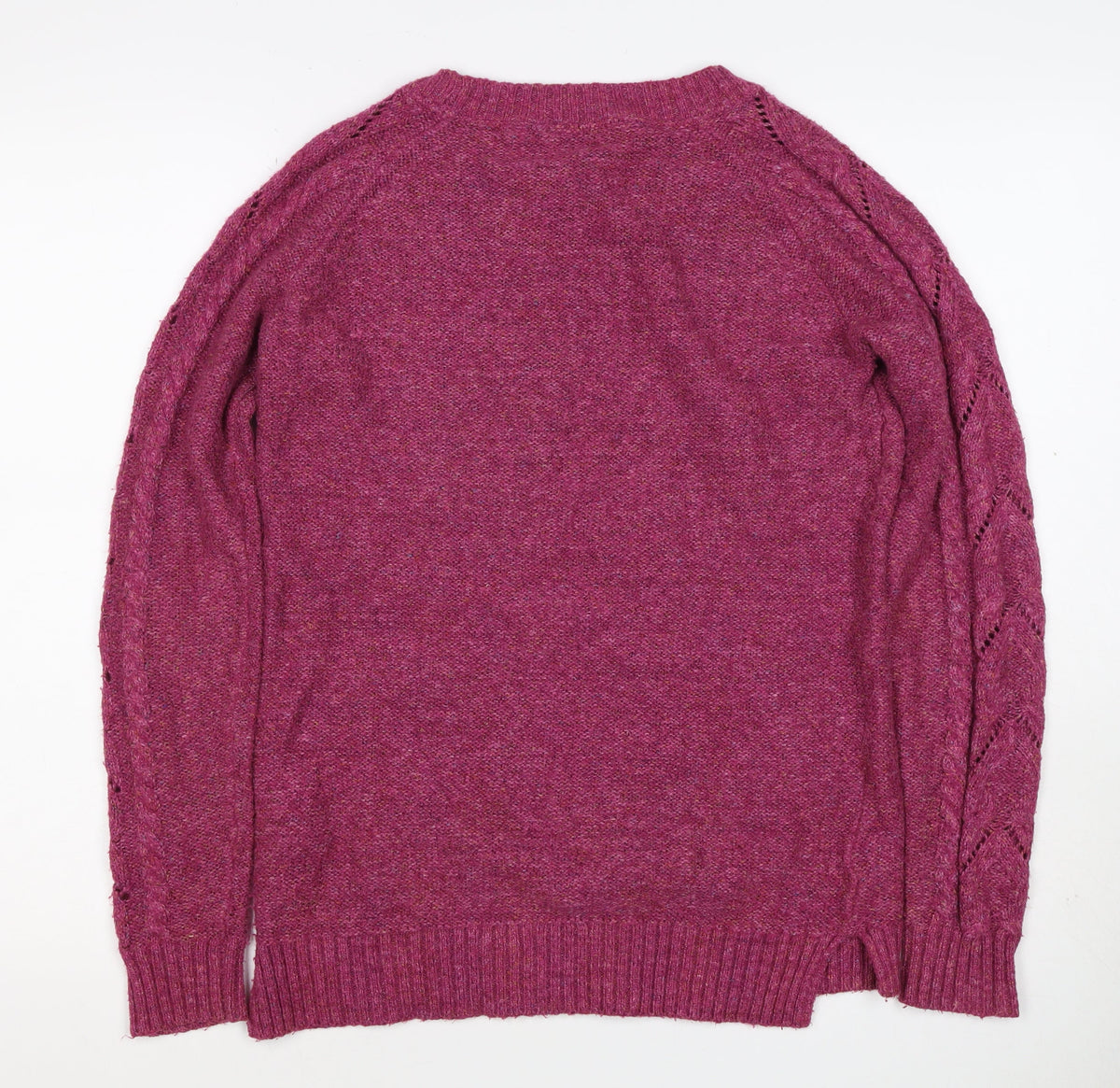 FatFace Women’s Pink Size 12 Cable-Knit Lambswool Crew Neck Jumper