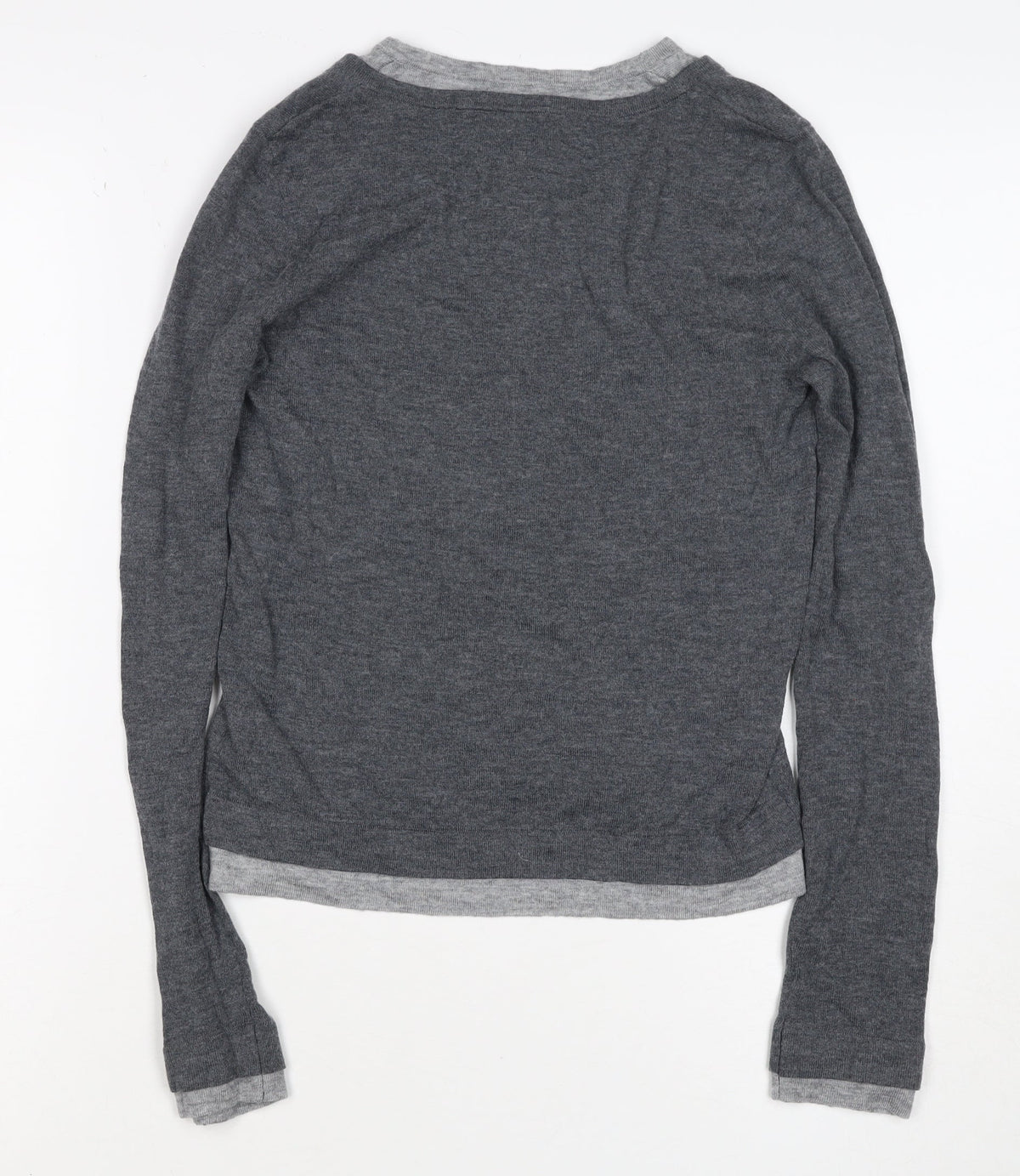 Urban Revivo Women's Grey XS Layered Button Knit Cardigan Long Sleeve