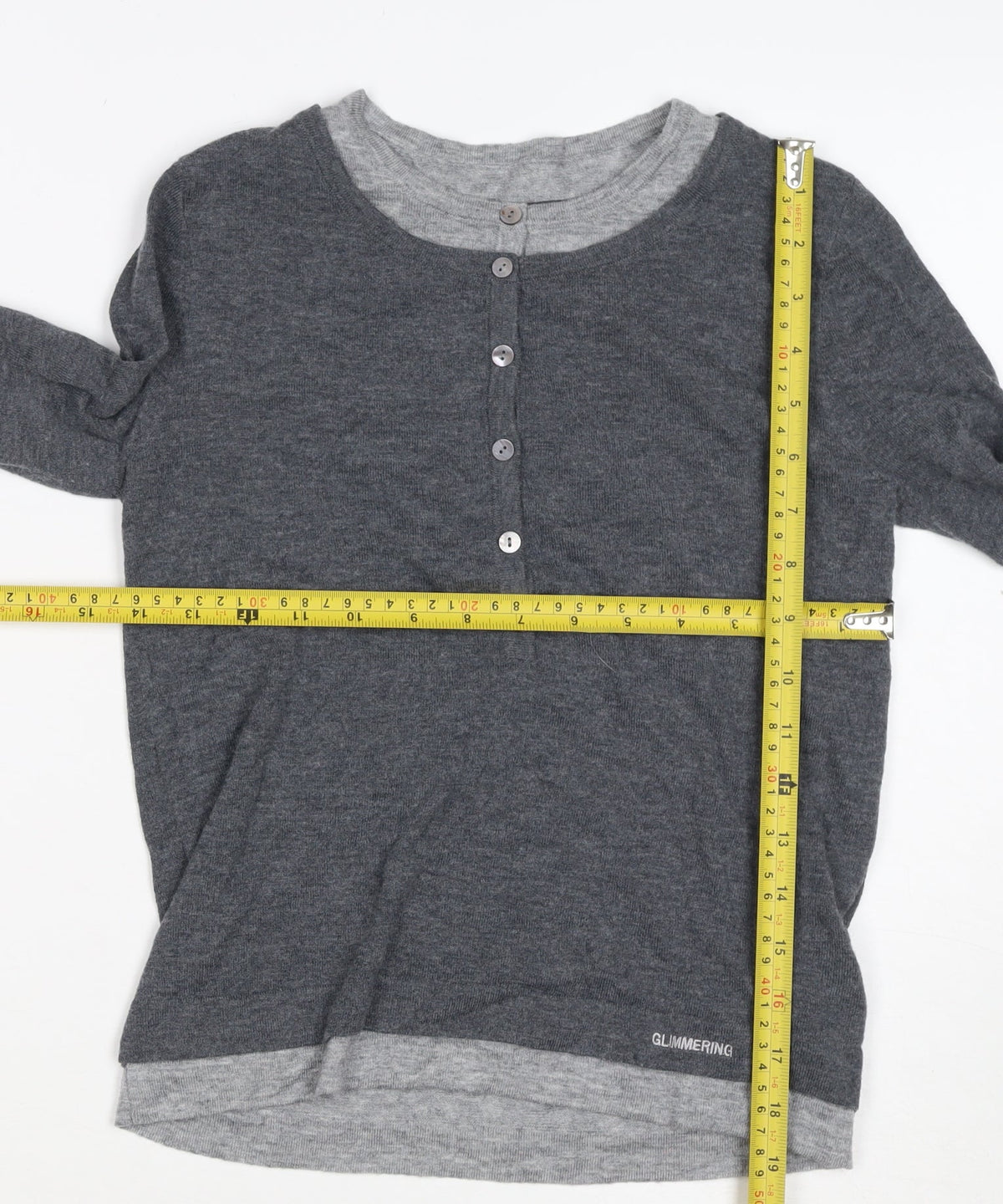 Urban Revivo Women's Grey XS Layered Button Knit Cardigan Long Sleeve