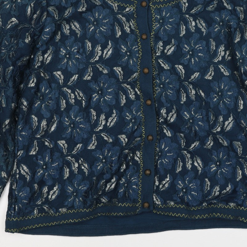 Marks & Spencer Per Una Women Blue Floral Lace Cardigan Size 16