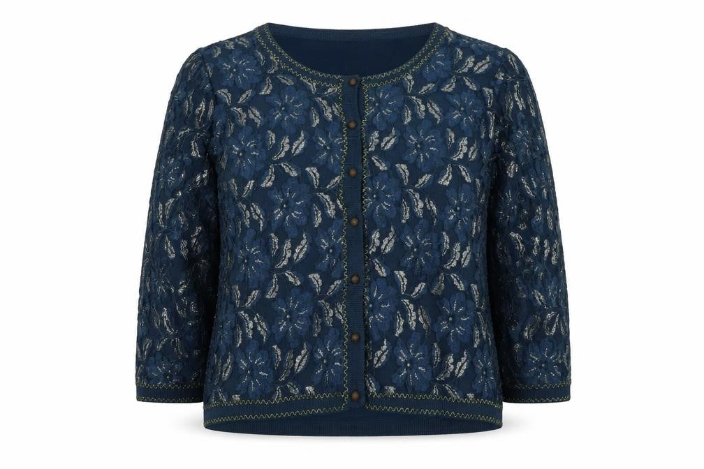 Marks & Spencer Per Una Women Blue Floral Lace Cardigan Size 16