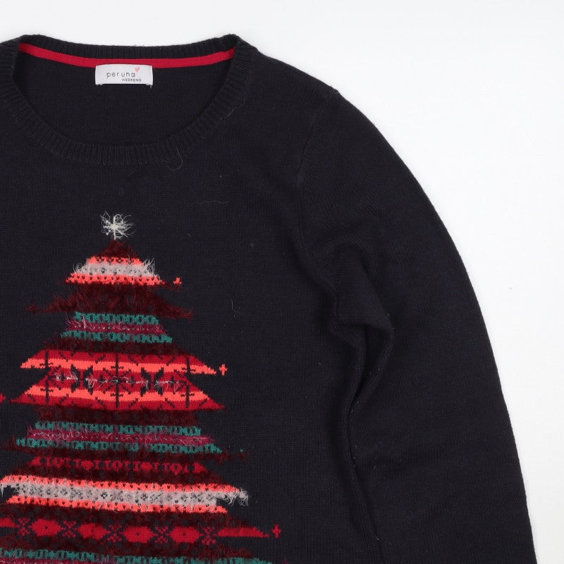 Per Una Women Black UK 16 Christmas Tree Fair Isle Jumper