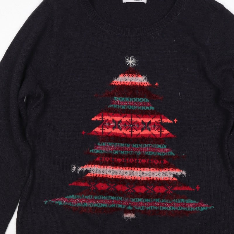 Per Una Women Black UK 16 Christmas Tree Fair Isle Jumper