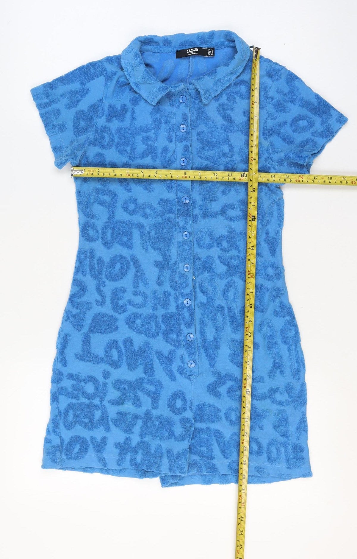 Jaded London Women Blue UK 12 Terry Leopard Print Playsuit