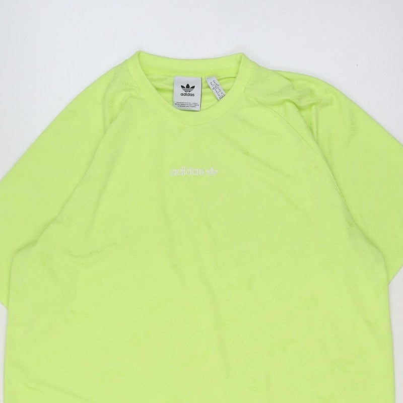 adidas Men Green XL Logo Graphic Raglan Crew Neck T-Shirt