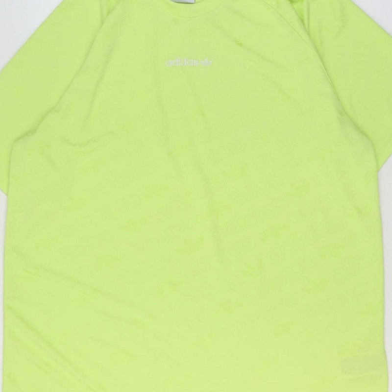adidas Men Green XL Logo Graphic Raglan Crew Neck T-Shirt