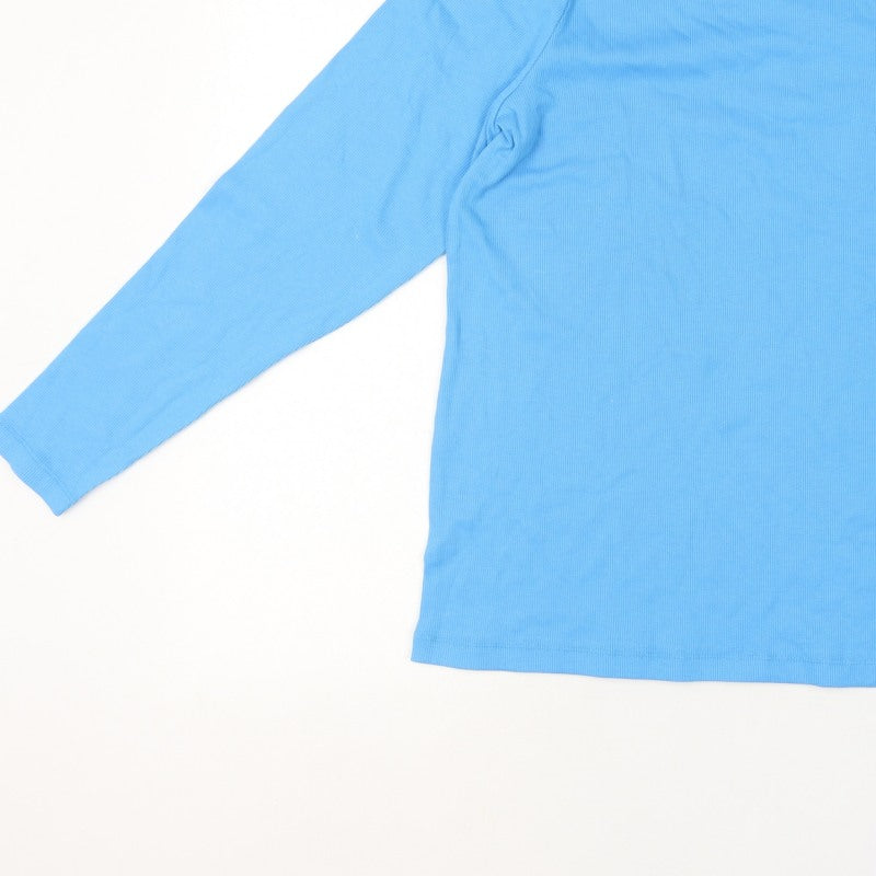 Marks and Spencer Women’s Blue UK 22 Ribbed Jersey Long Sleeve T-Shirt