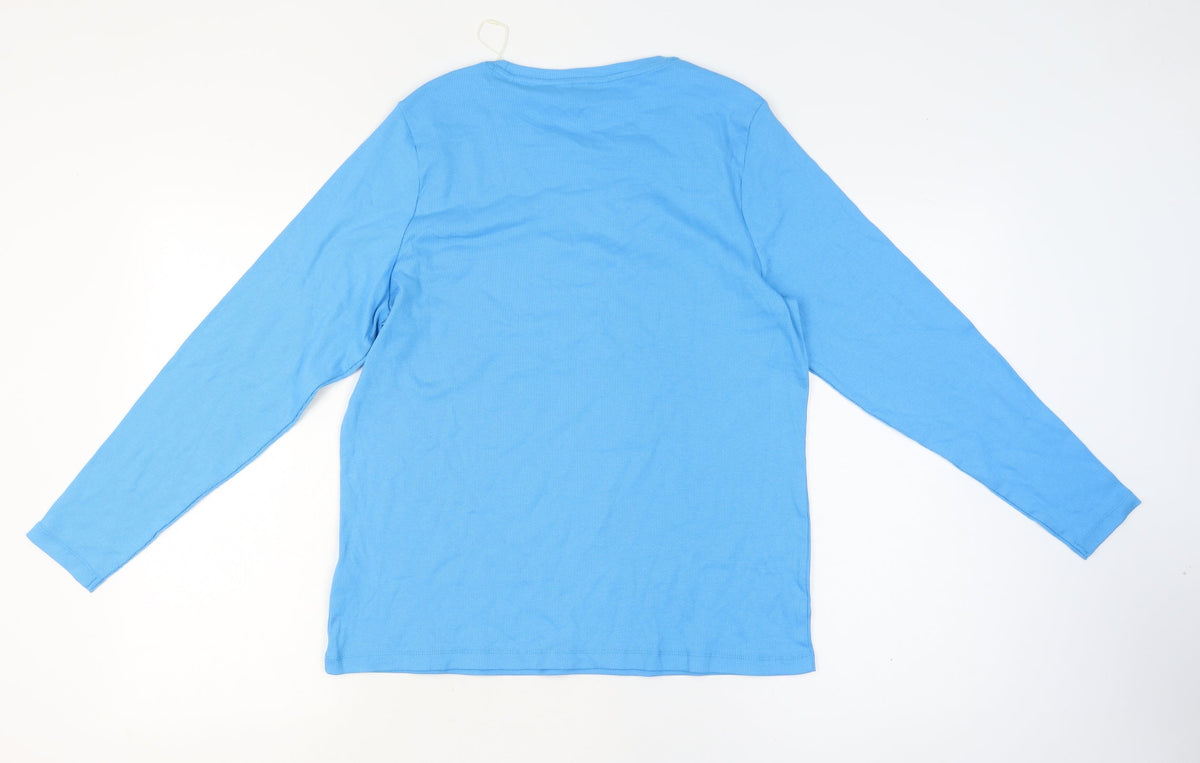 Marks and Spencer Women’s Blue UK 22 Ribbed Jersey Long Sleeve T-Shirt
