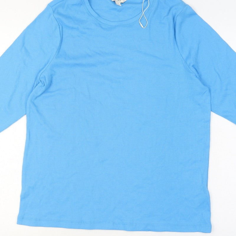 Marks and Spencer Women’s Blue UK 22 Ribbed Jersey Long Sleeve T-Shirt
