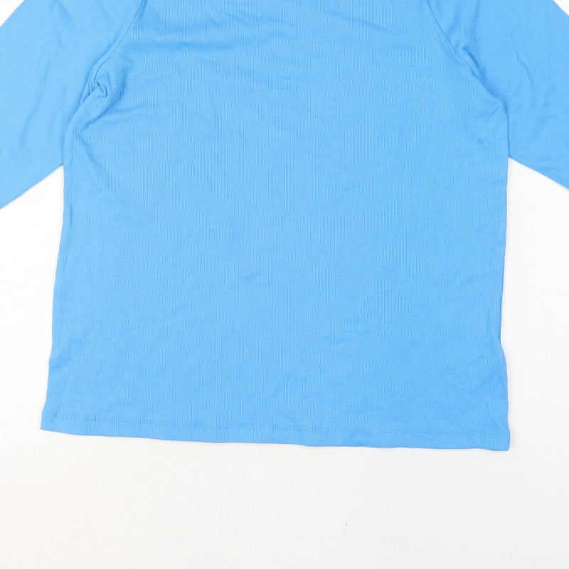 Marks and Spencer Women’s Blue UK 22 Ribbed Jersey Long Sleeve T-Shirt