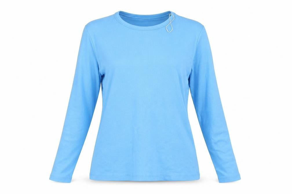 Marks and Spencer Women’s Blue UK 22 Ribbed Jersey Long Sleeve T-Shirt