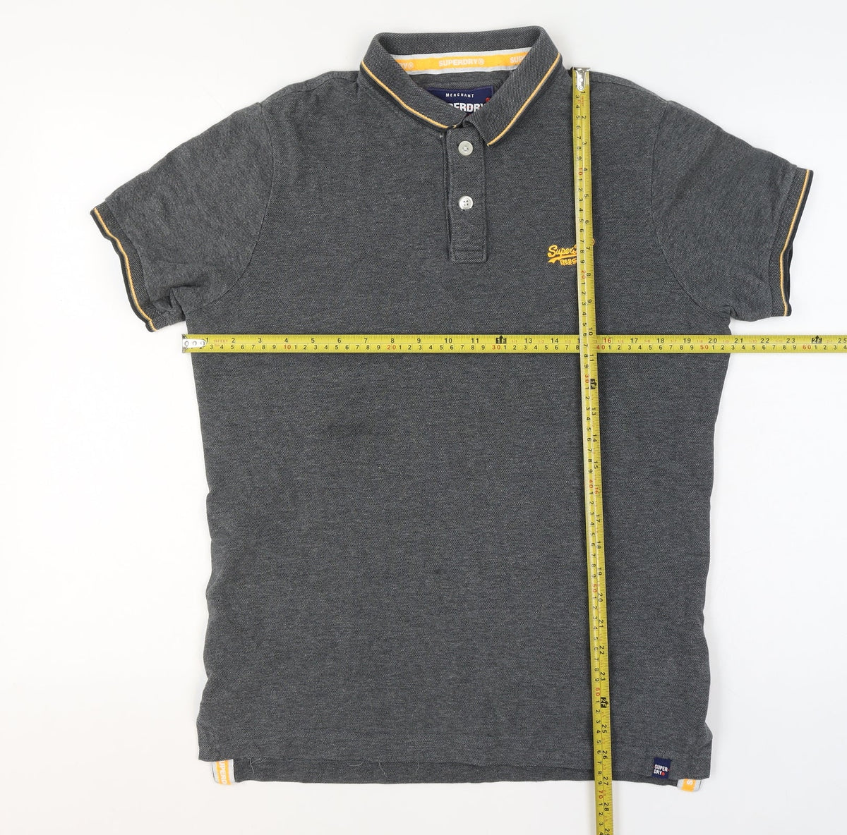 Superdry Mens Grey Large Cotton Logo Trim Short Sleeve Polo Shirt